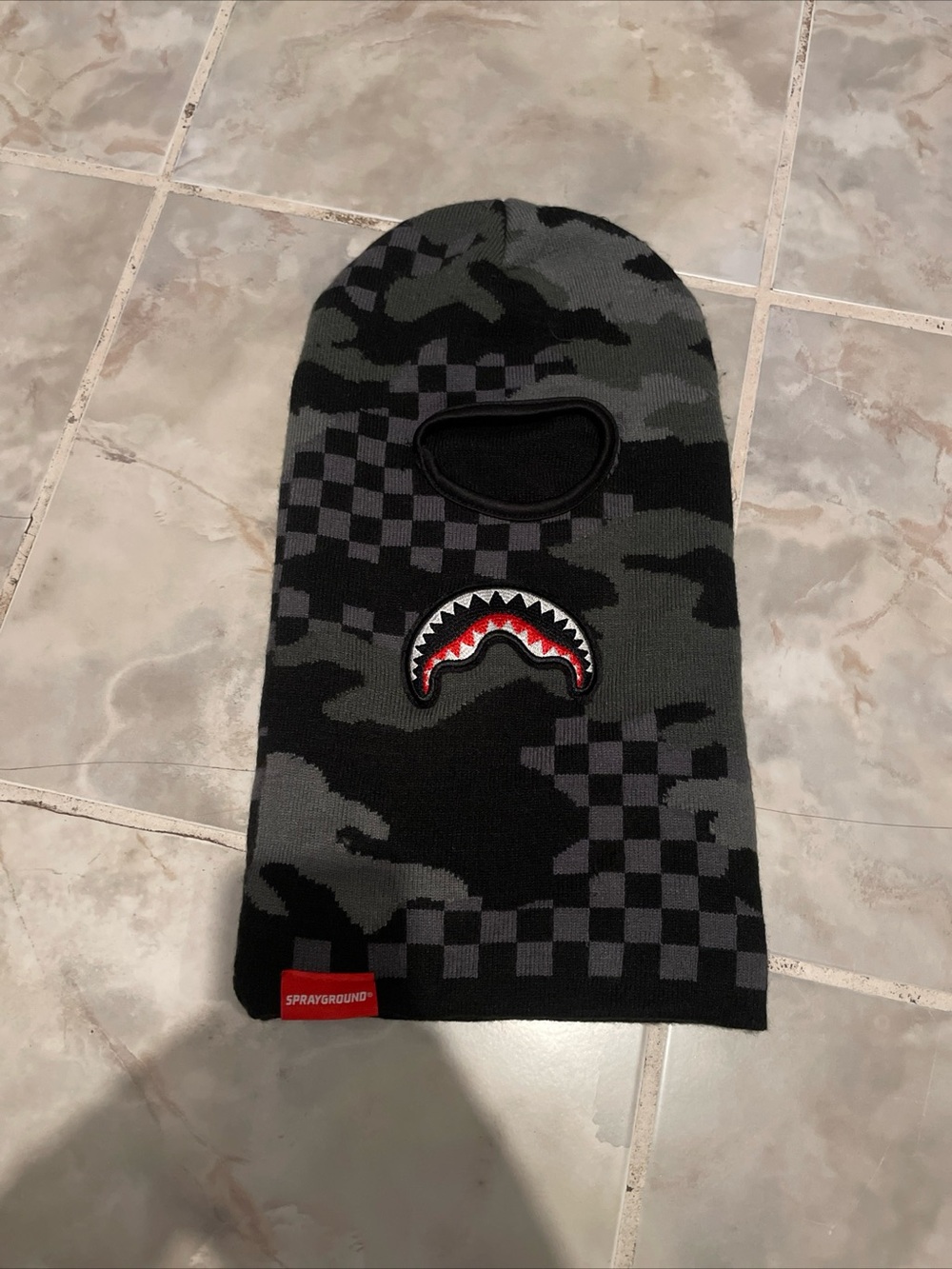 Sprayground Ski Mask Balaclava Camo Monogram Checkered Hooligan Black Grey